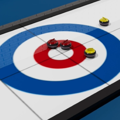 3D model curler posing with broom